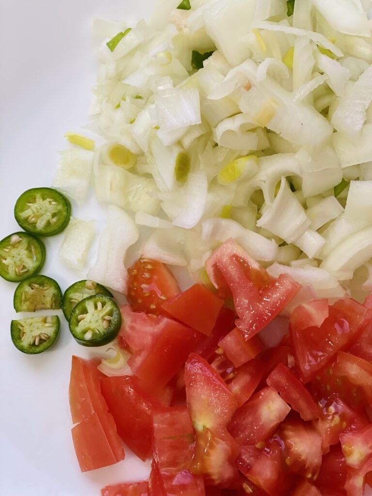 Fresh ingredients for bhindi ka salan