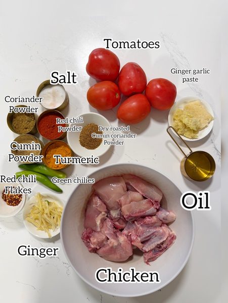ingredients for chicken karahi
