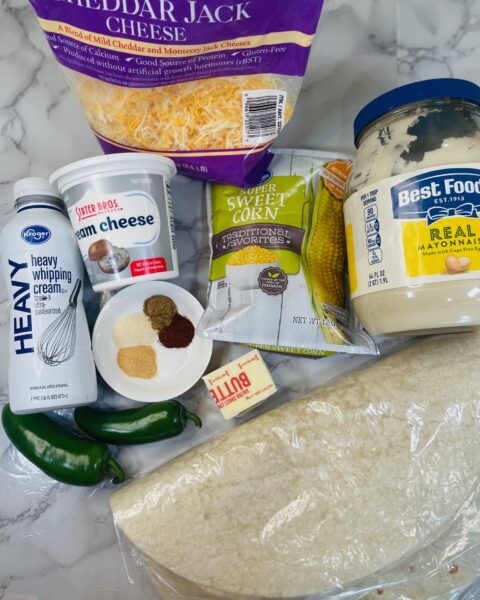 ingredients for the Jalapeno corn dip