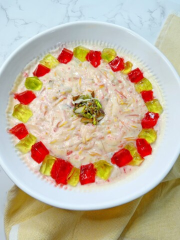 mixed fruit, nuts and vermicelli pudding