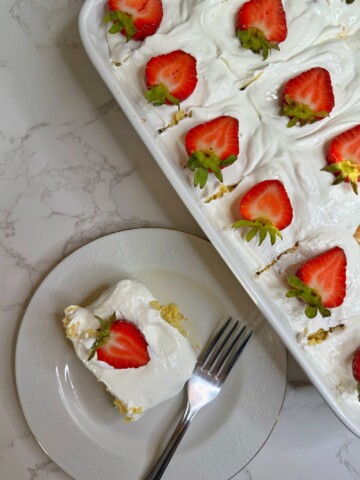 three milk cake made from boxed cake