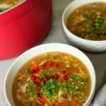 hot and sour soup made with chicken and vegetables