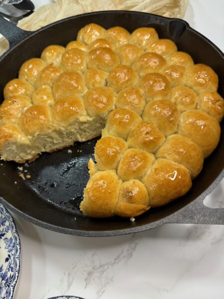 soft, warm honeycomb bread with cheesy filling and slightly sweet
