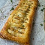Creamy chicken filling is baked with crispy puff pastry