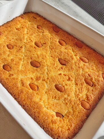 Freshly baked basbousa