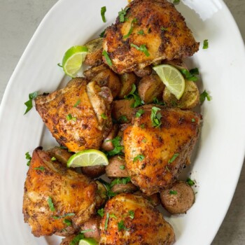air fried chicken and potatoes made in 30 minutes