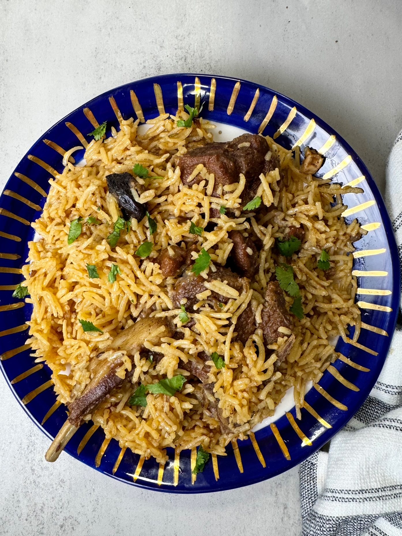 A rice dish made with meat and rice in an instant pot