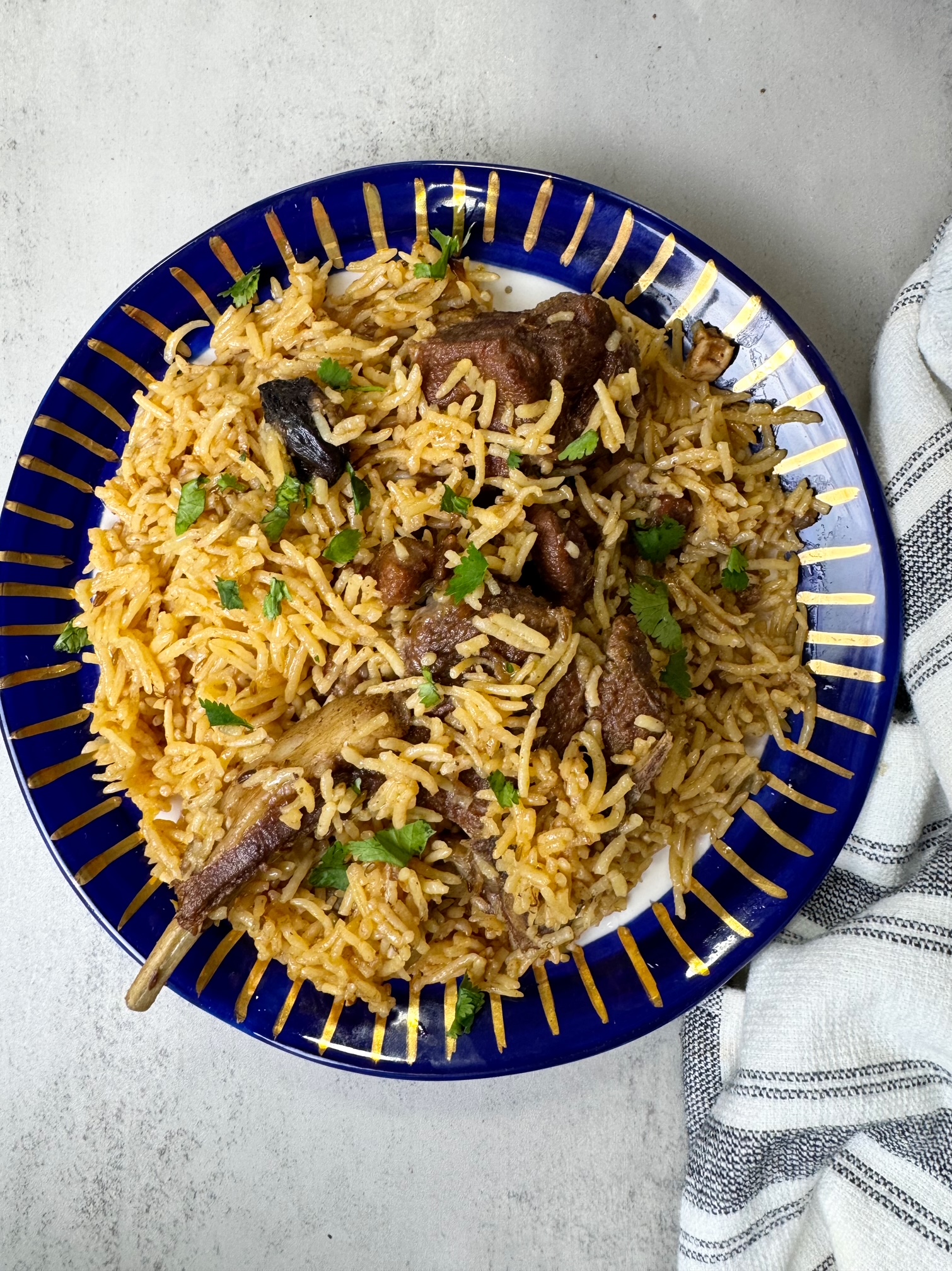 A rice dish made with meat and rice in an instant pot