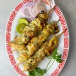 pan fried chicken tikka skewers