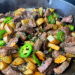 Tender steak bites cooked with butter, garlic and thyme