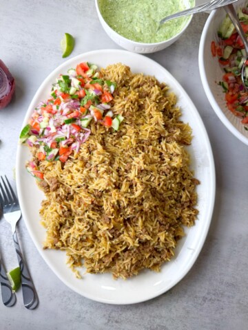 Instant pot Keema Biryani is a very easy recipe made with minced beef and rice