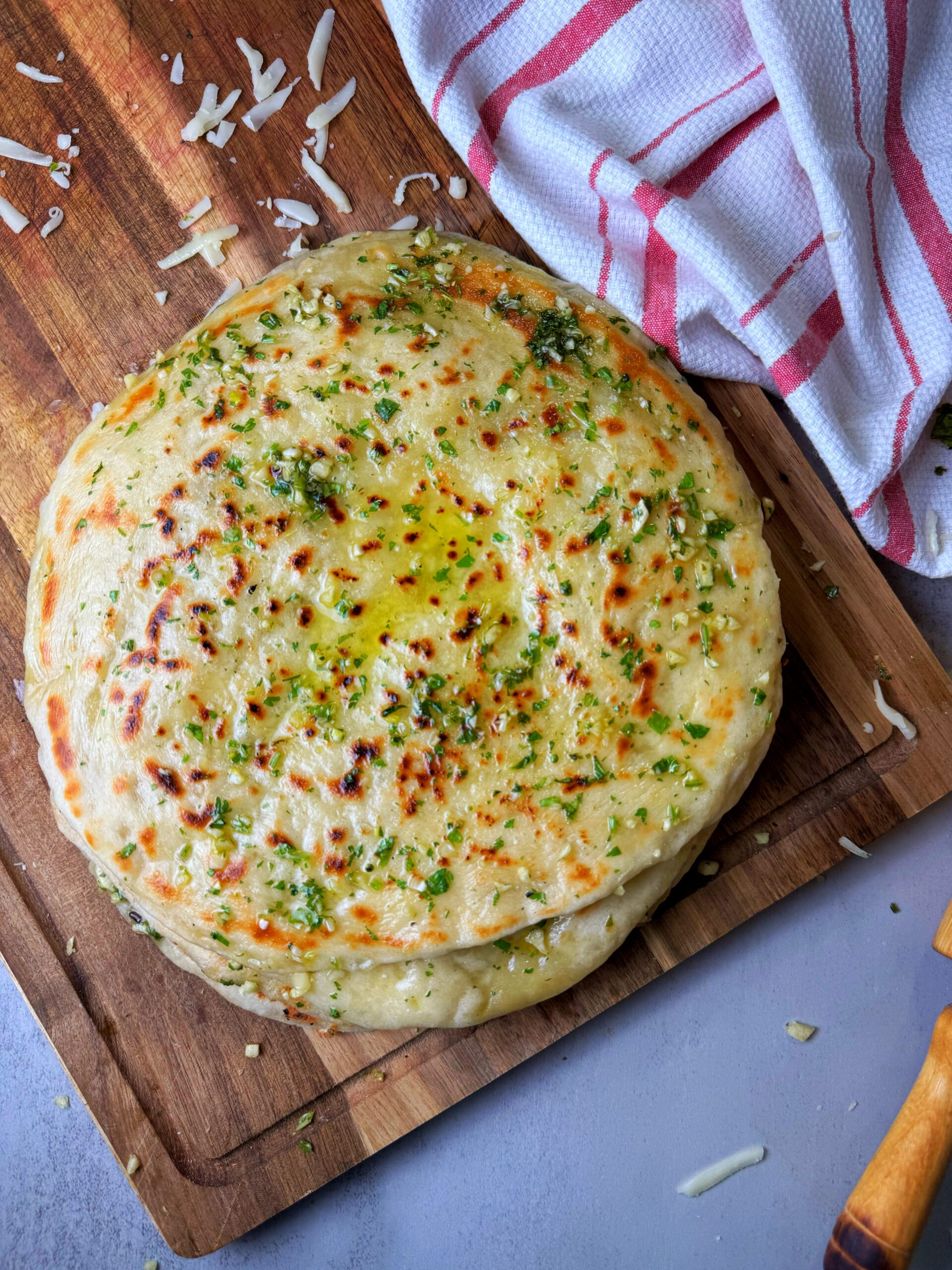 Cheese Stuffed Garlic Naan