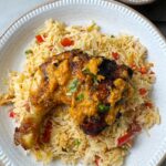 A plate of chicken and rice