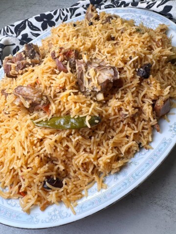 A Pakistani rice and lamb dish. Pulao for 15 people