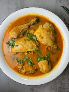 A bowl of Pakistani Style Chicken shorba made in the Instant Pot