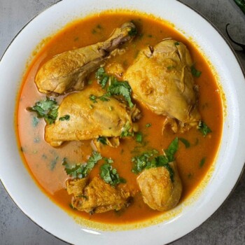 A bowl of Pakistani Style Chicken Curry made in the Instant Pot