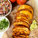 cheesy and crispy tacos are filled with luscious and creamy butter chicken