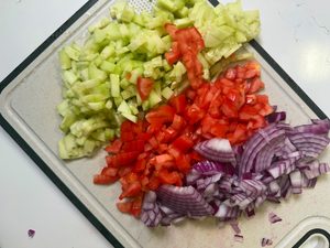 chopped vegetables for kachumer salad