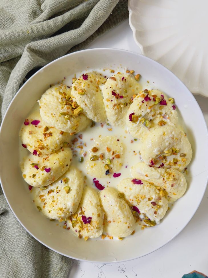 A bowl of Rasmalai made with Milk Powder (Beginner-Friendly Recipe)