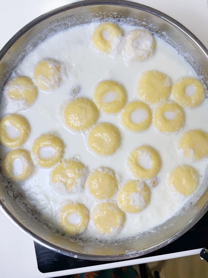 rasmalai is simmering with the whole milk